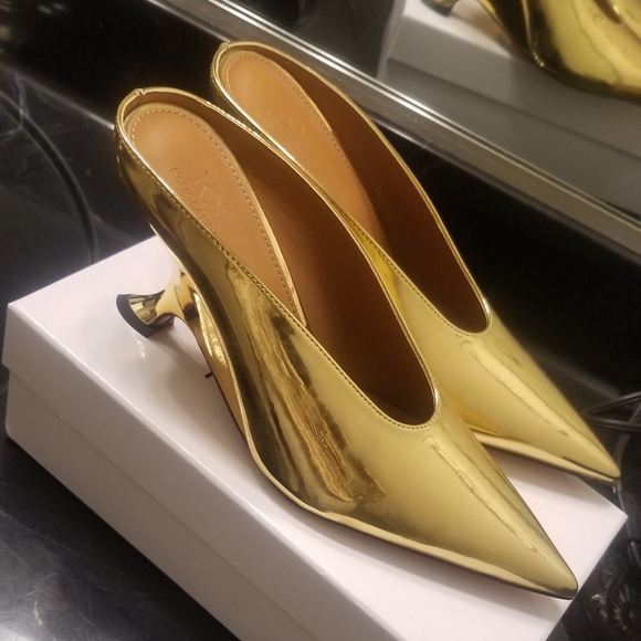 Shiny Gold Women's Heels - Picture 1 of 5